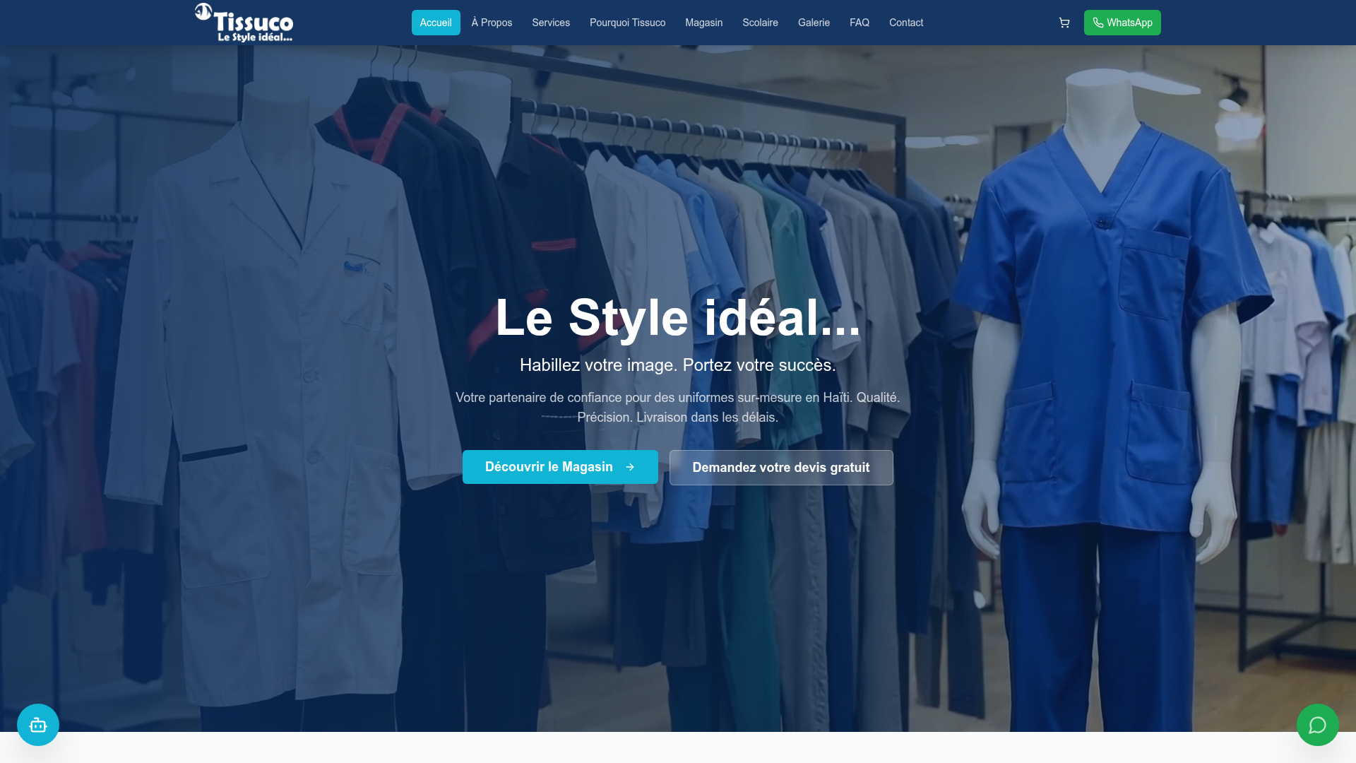 Aperçu du site Tissuco Haïti