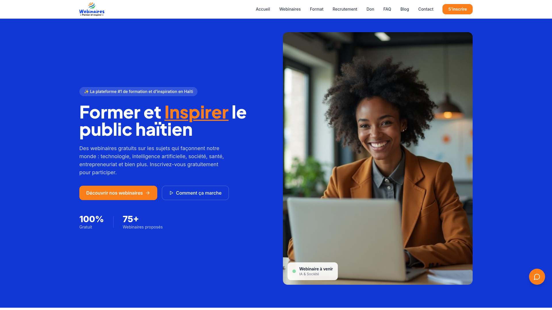 Aperçu du site Webinaires Haïti